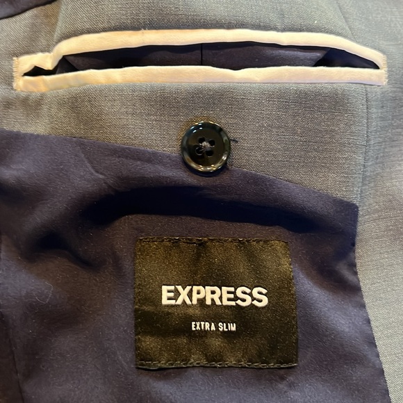 EXPRESS extra slim Dusty Blue modern tech SUIT - Picture 6 of 12